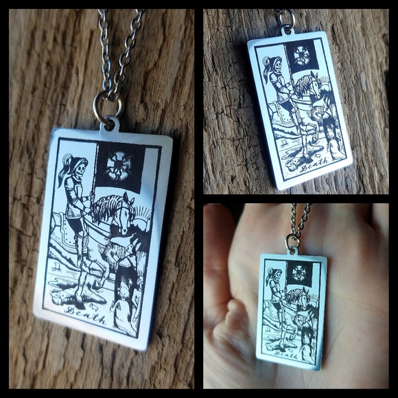 🖤 Death Stainless Tarot Card Necklace - Picture 1 of 6